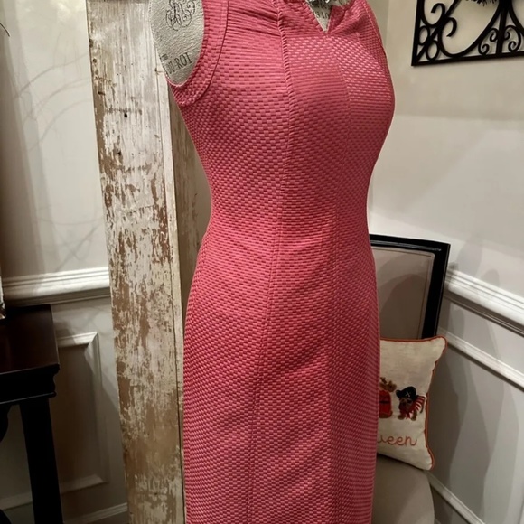 Talbots 1947 Womens Pink Waffle Pique Sheath Dress Size: 2P New with Tags - Picture 2 of 8